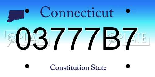 03777B7 Connecticut License Plate