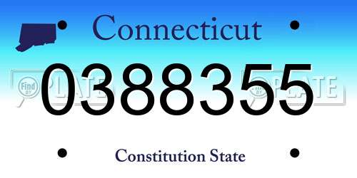 0388355 Connecticut License Plate