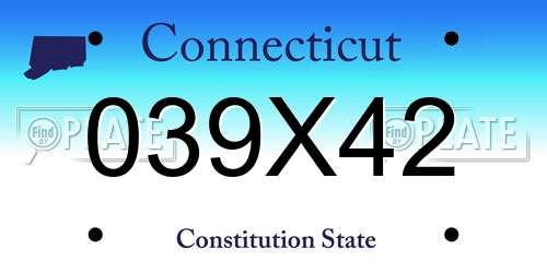 039X42 Connecticut License Plate
