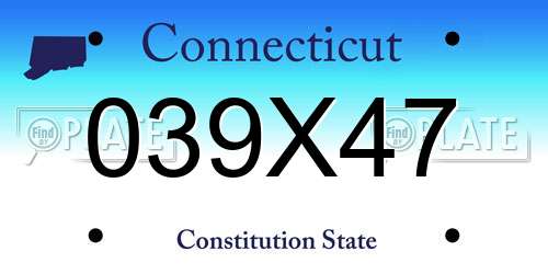 039X47 Connecticut License Plate