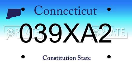 039XA2 Connecticut License Plate
