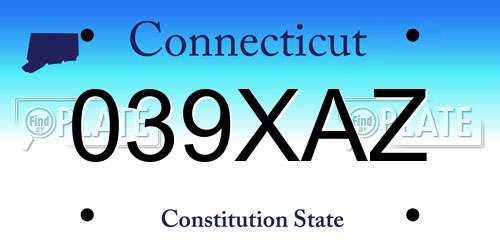 039XAZ Connecticut License Plate