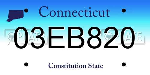 03EB820 Connecticut License Plate