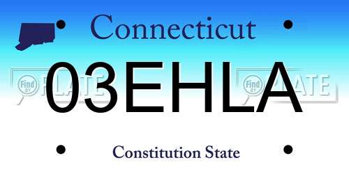 03EHLA Connecticut License Plate