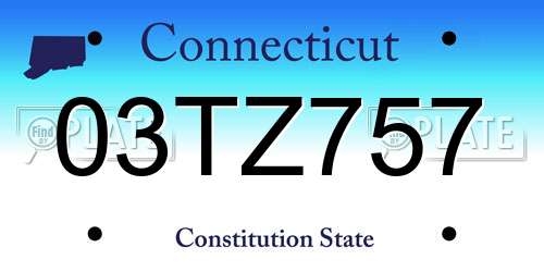 03TZ757 Connecticut License Plate