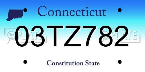 03TZ782 Connecticut License Plate