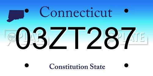 03ZT287 Connecticut License Plate