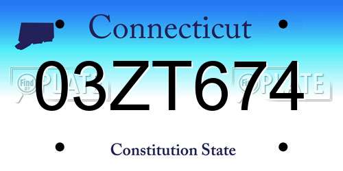 03ZT674 Connecticut License Plate
