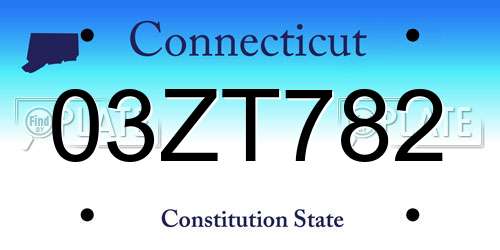 03ZT782 Connecticut License Plate