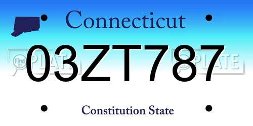 03ZT787 Connecticut License Plate