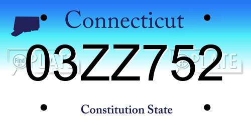 03ZZ752 Connecticut License Plate
