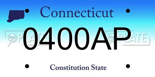 0400AP Connecticut License Plate