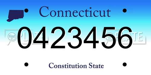 0423456 Connecticut License Plate