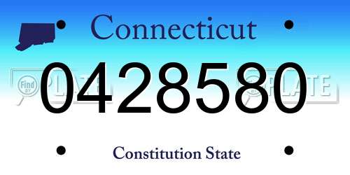 0428580 Connecticut License Plate