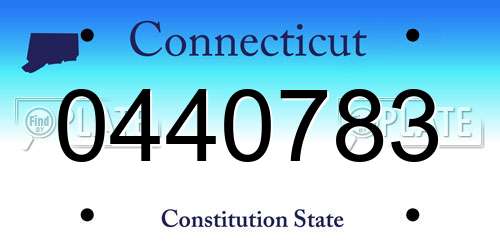 0440783 Connecticut License Plate