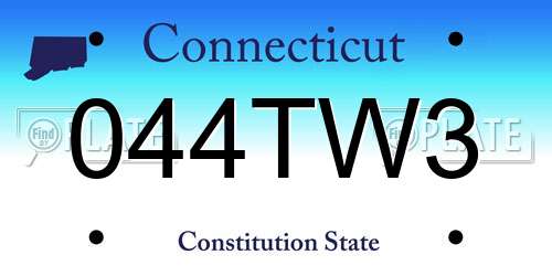 044TW3 Connecticut License Plate