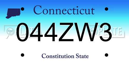 044ZW3 Connecticut License Plate