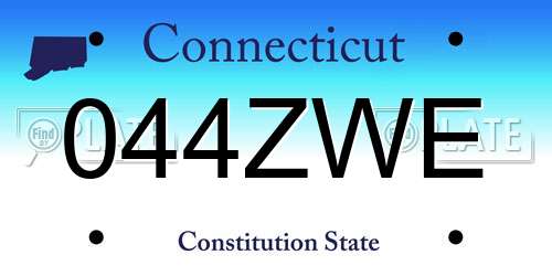 044ZWE Connecticut License Plate