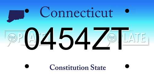 0454ZT Connecticut License Plate