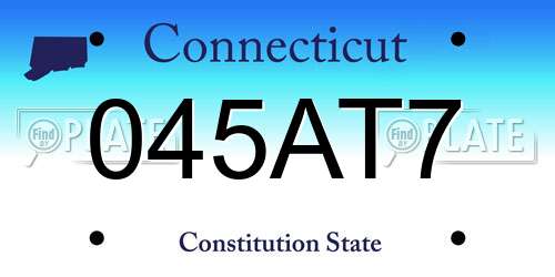 045AT7 Connecticut License Plate