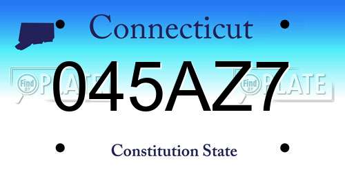 045AZ7 Connecticut License Plate