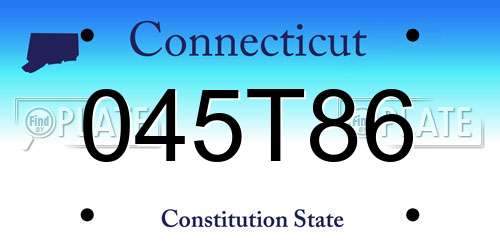 045T86 Connecticut License Plate