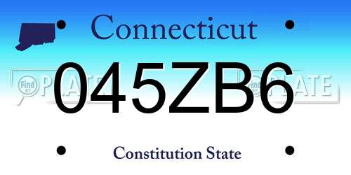 045ZB6 Connecticut License Plate