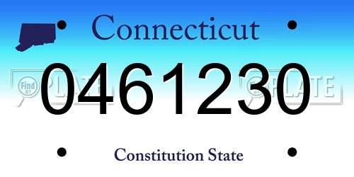 0461230 Connecticut License Plate