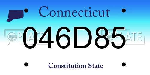 046D85 Connecticut License Plate