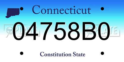 04758B0 Connecticut License Plate