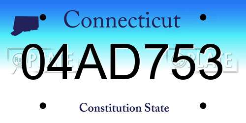 04AD753 Connecticut License Plate