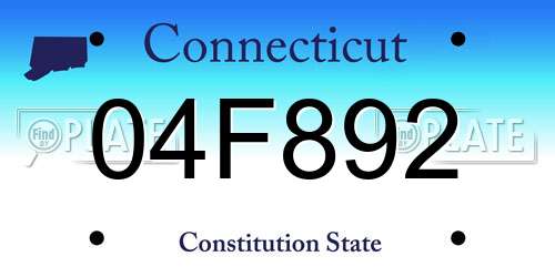 04F892 Connecticut License Plate