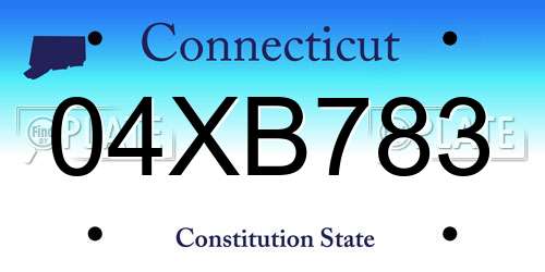 04XB783 Connecticut License Plate