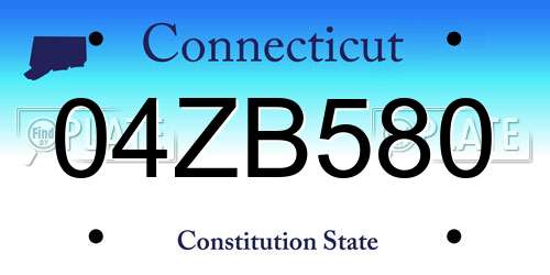 04ZB580 Connecticut License Plate