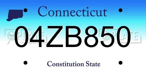 04ZB850 Connecticut License Plate