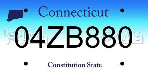 04ZB880 Connecticut License Plate