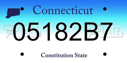 05182B7 Connecticut License Plate