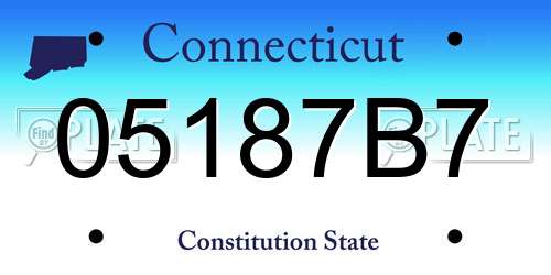05187B7 Connecticut License Plate