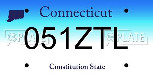 051ZTL Connecticut License Plate