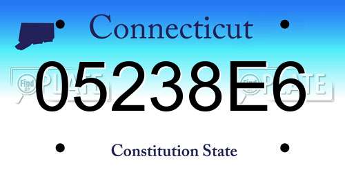 05238E6 Connecticut License Plate