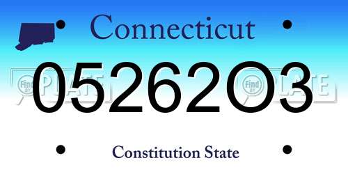 05262O3 Connecticut License Plate