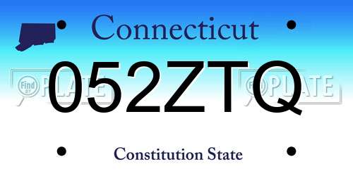 052ZTQ Connecticut License Plate