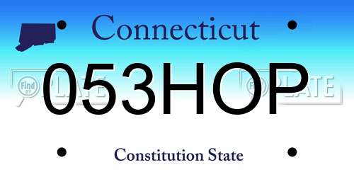053HOP Connecticut License Plate