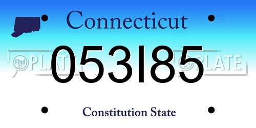 053I85 Connecticut License Plate