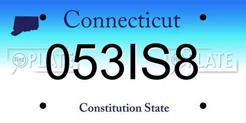 053IS8 Connecticut License Plate