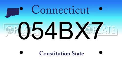 054BX7 Connecticut License Plate