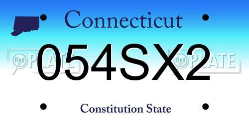 054SX2 Connecticut License Plate