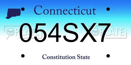 054SX7 Connecticut License Plate