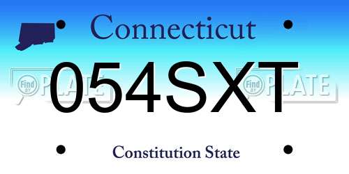 054SXT Connecticut License Plate