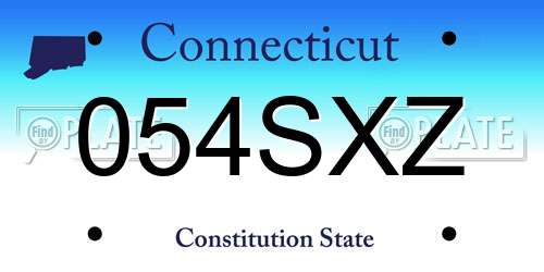 054SXZ Connecticut License Plate
